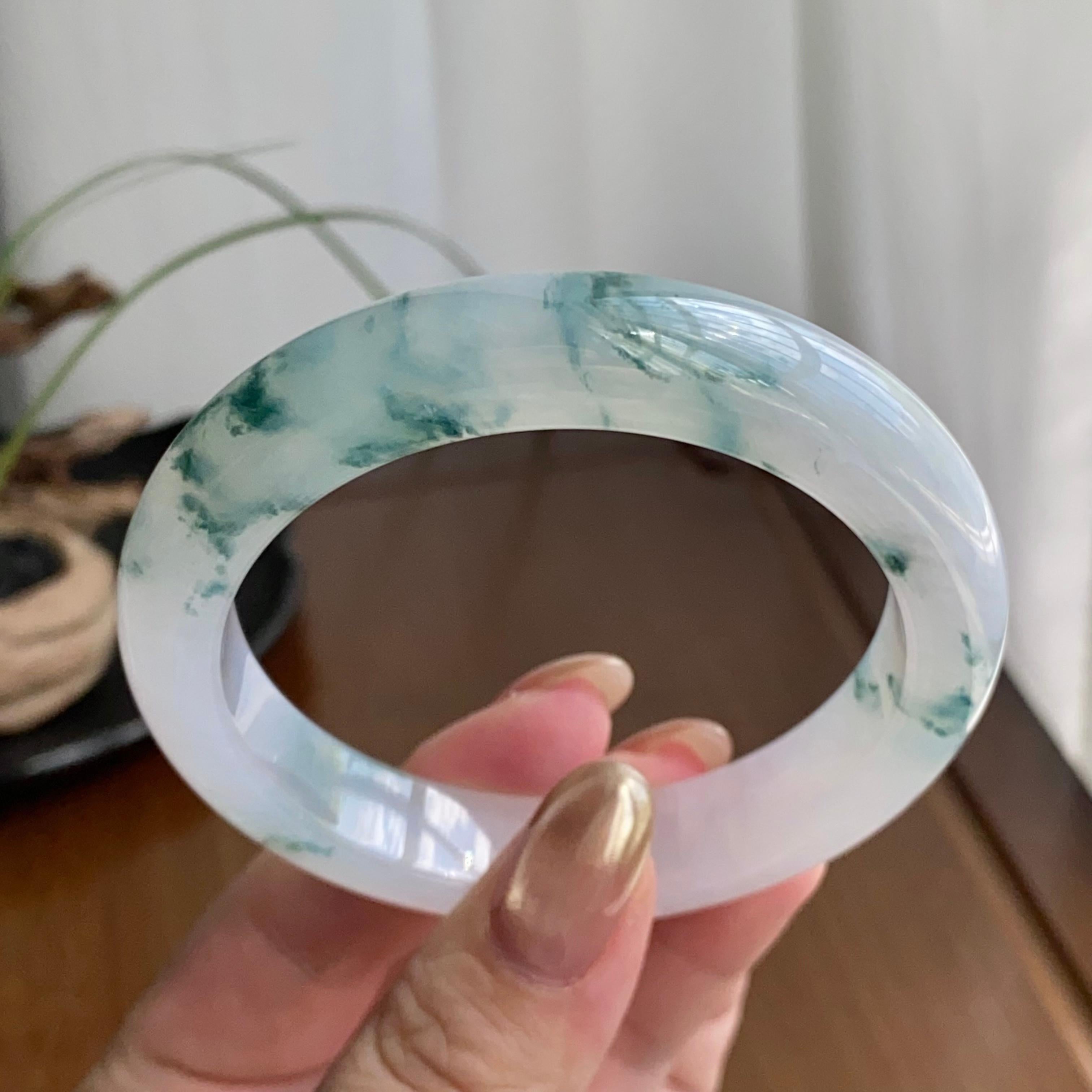 糯冰种飘花平安镯（56圈）（yc258950）