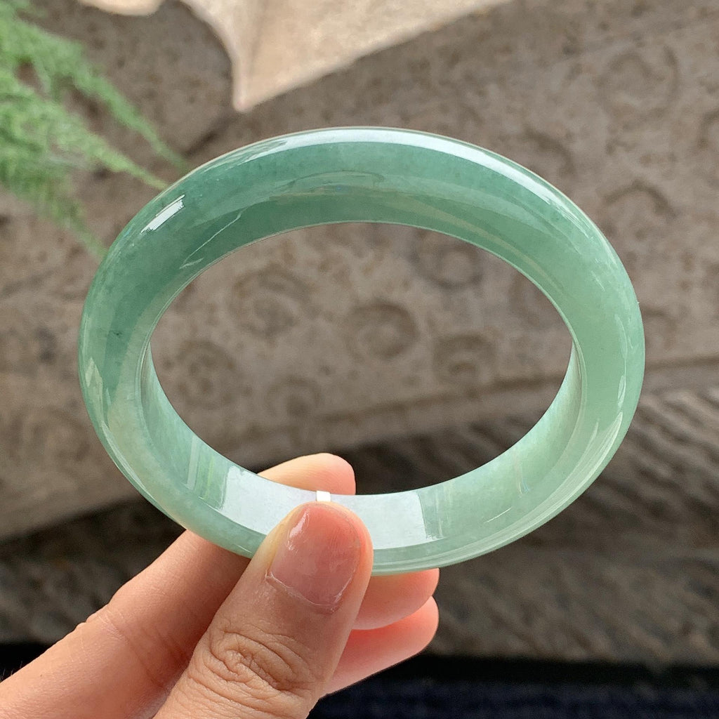 细糯种 湖水绿正圈平安镯 59.2圈 天然缅甸A货翡翠（yc701295）