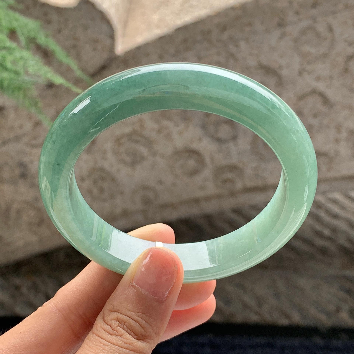 细糯种 湖水绿正圈平安镯 59.2圈 天然缅甸A货翡翠（yc701295）
