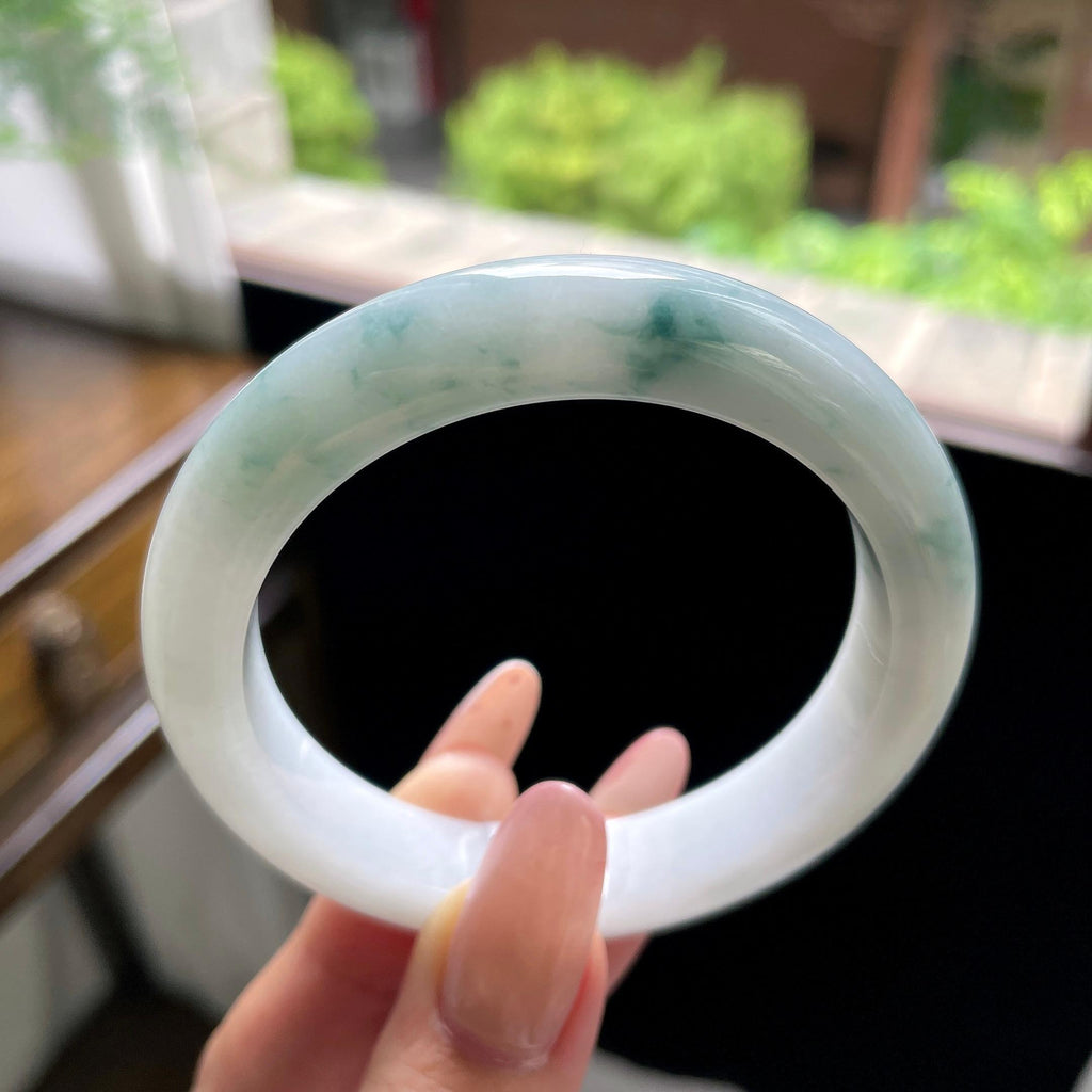 细糯种牛奶底飘花正圈平安镯 56圈（yc709468）