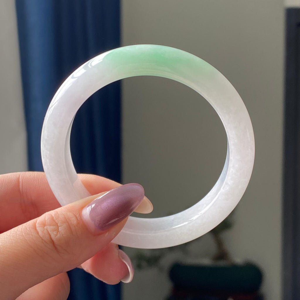 细糯种白底青平安镯手镯（53圈）（yc195669）