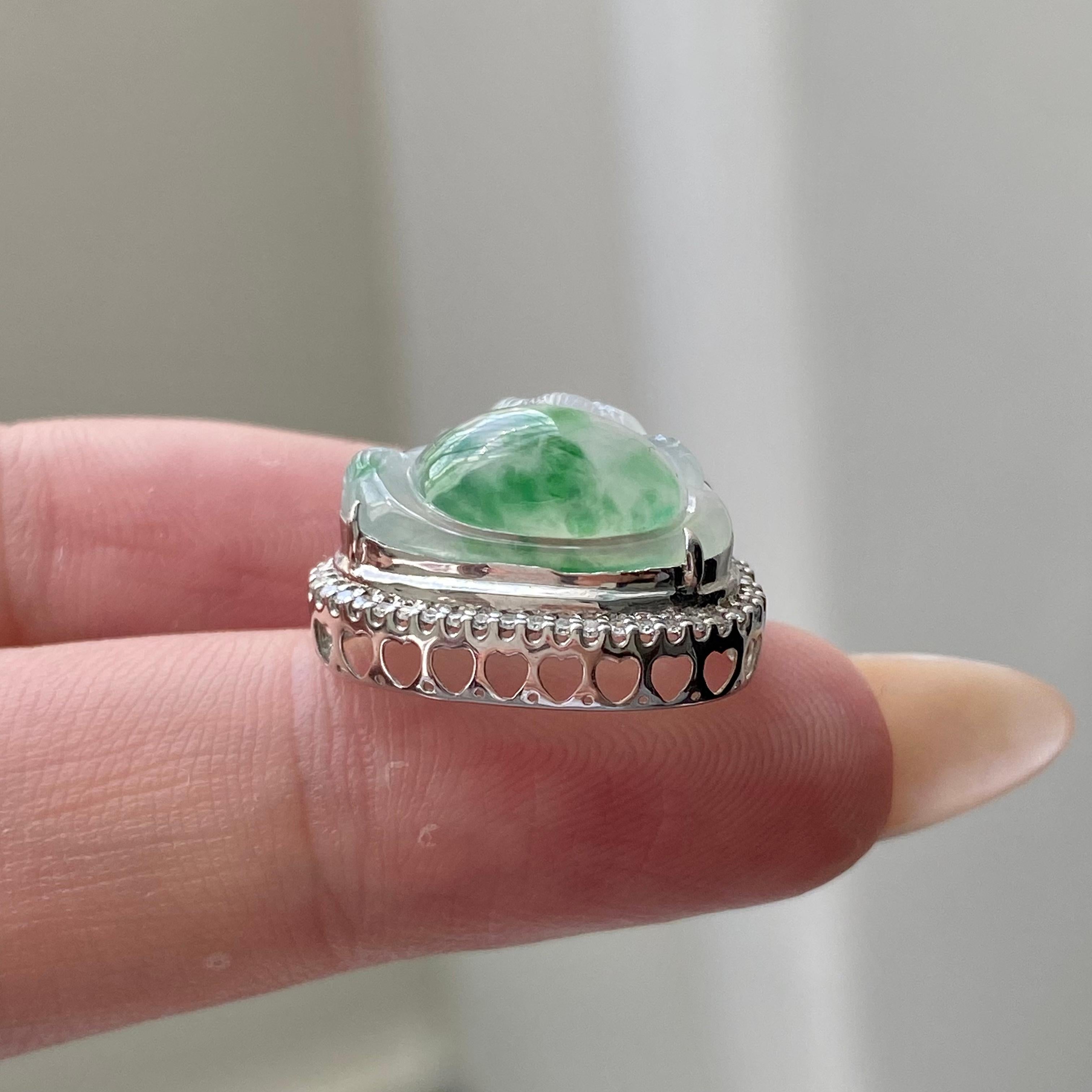 18k金钻镶冰种飘花财神吊坠（yc204856）