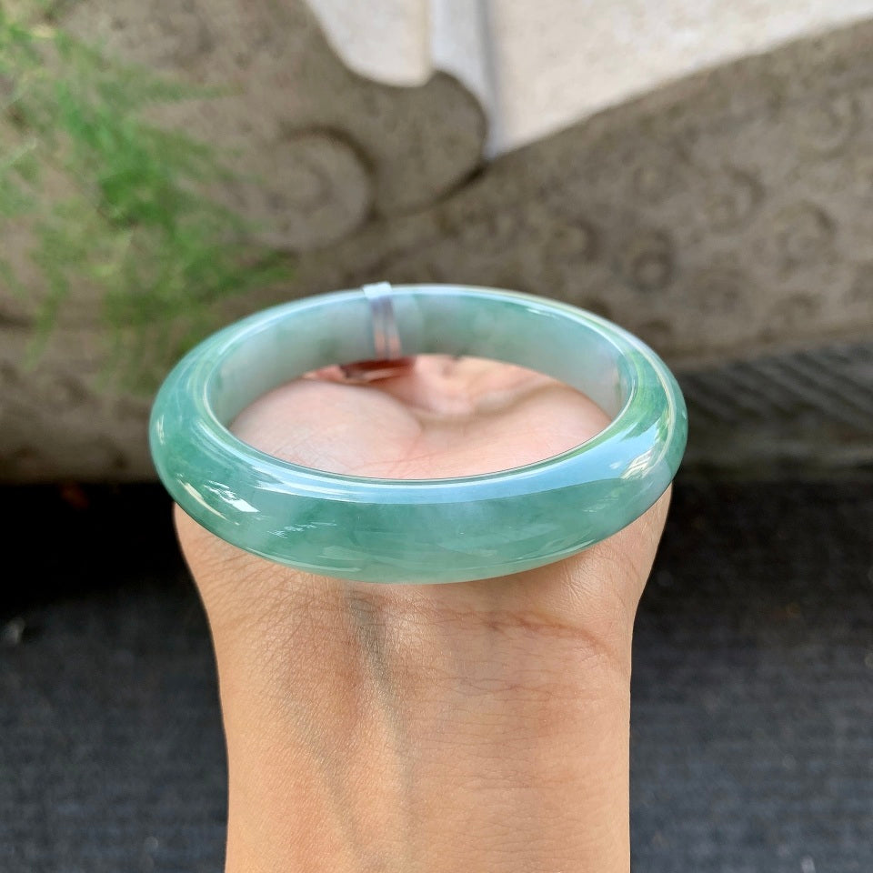 糯冰蓝水翡翠平安镯（58.8mm）（yc029102）