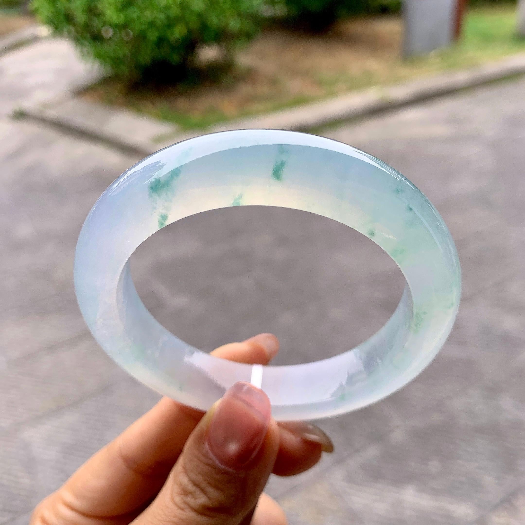 冰种飘花平安镯（55.3mm）（yc281523）