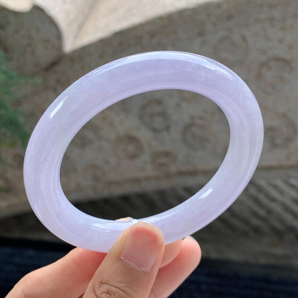 细糯种 紫罗兰圆条手镯 56圈 天然缅甸A货翡翠（yc699555）