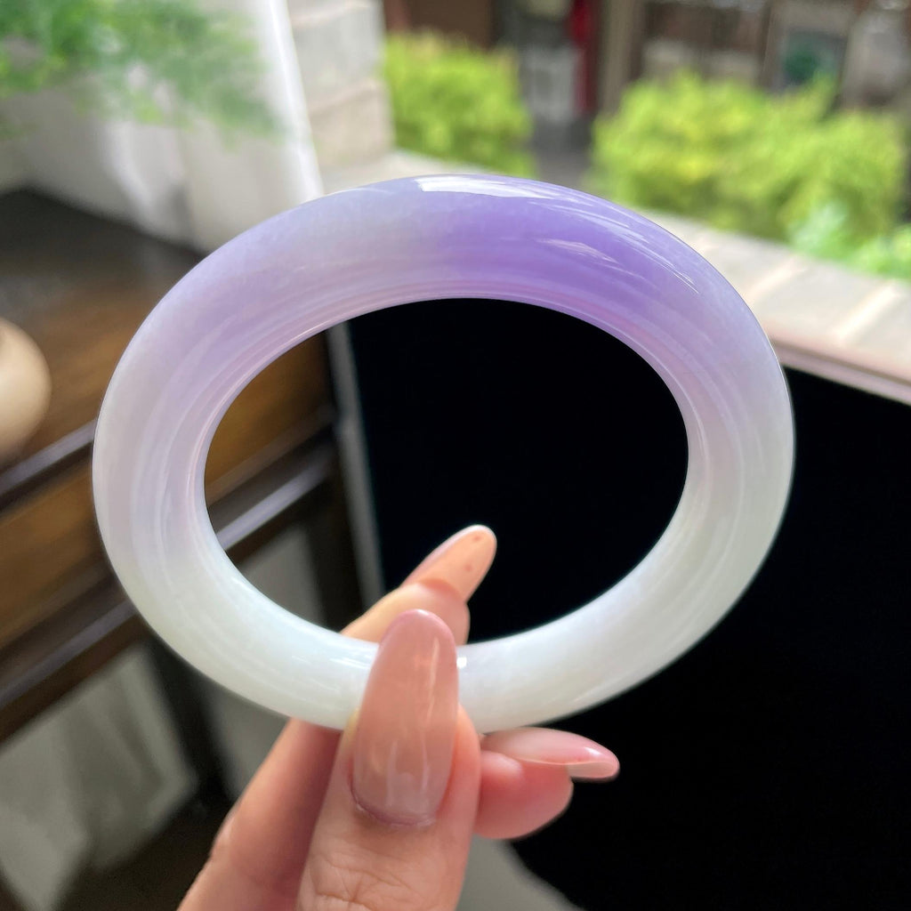 细糯种紫罗兰圆条 57.2圈 天然缅甸A货翡翠（yc703273）