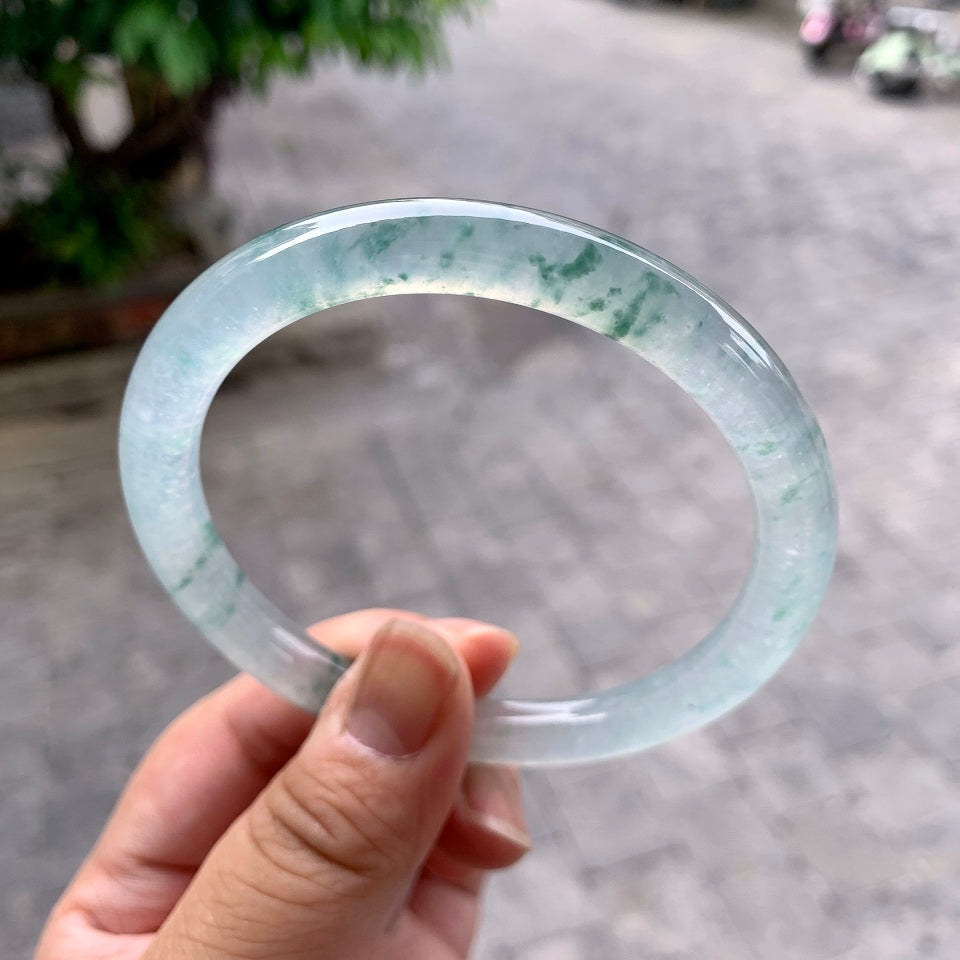 冰种飘花圆条手镯（63.3mm）（yc113972）