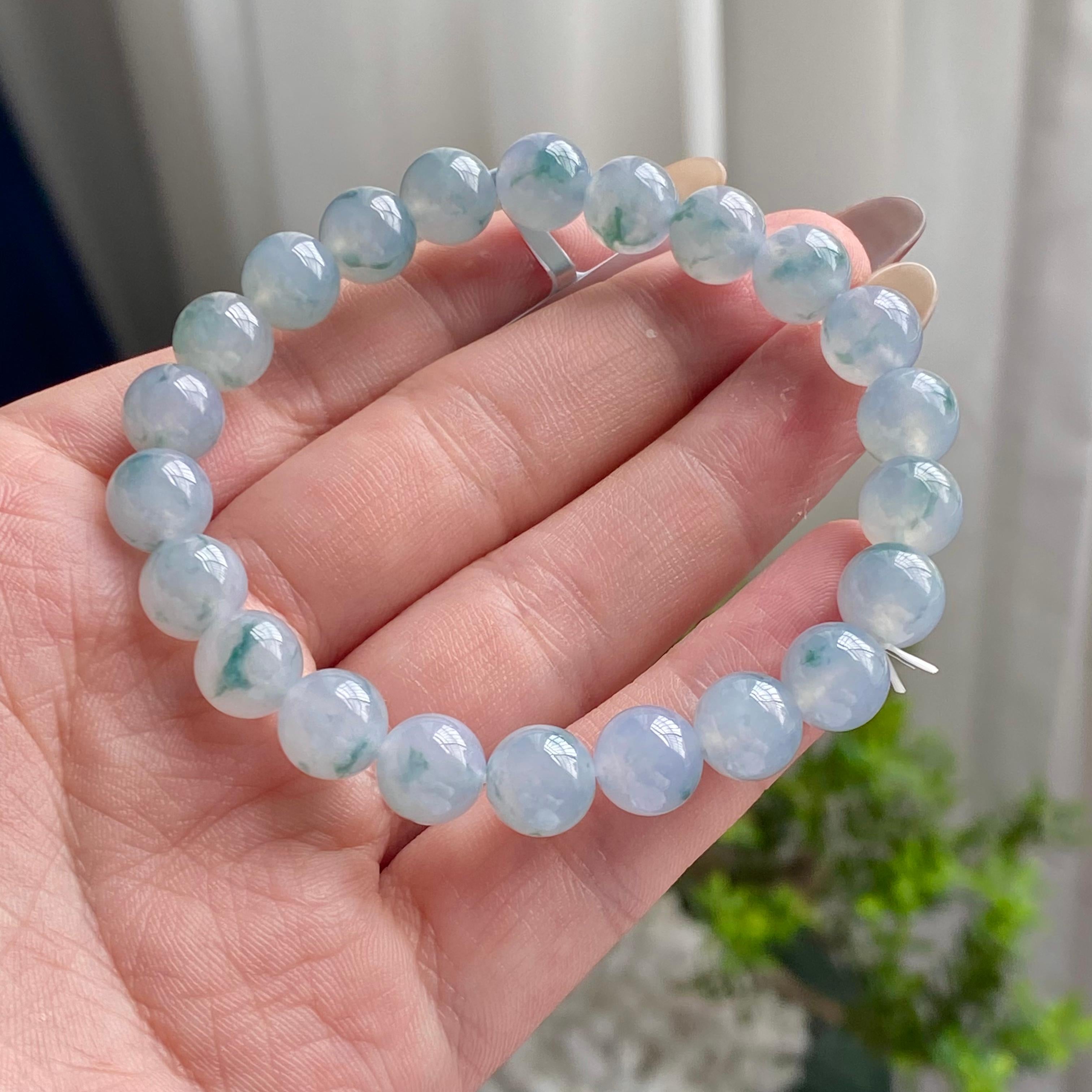 冰种飘花单圈手串（22颗）（yc201859）