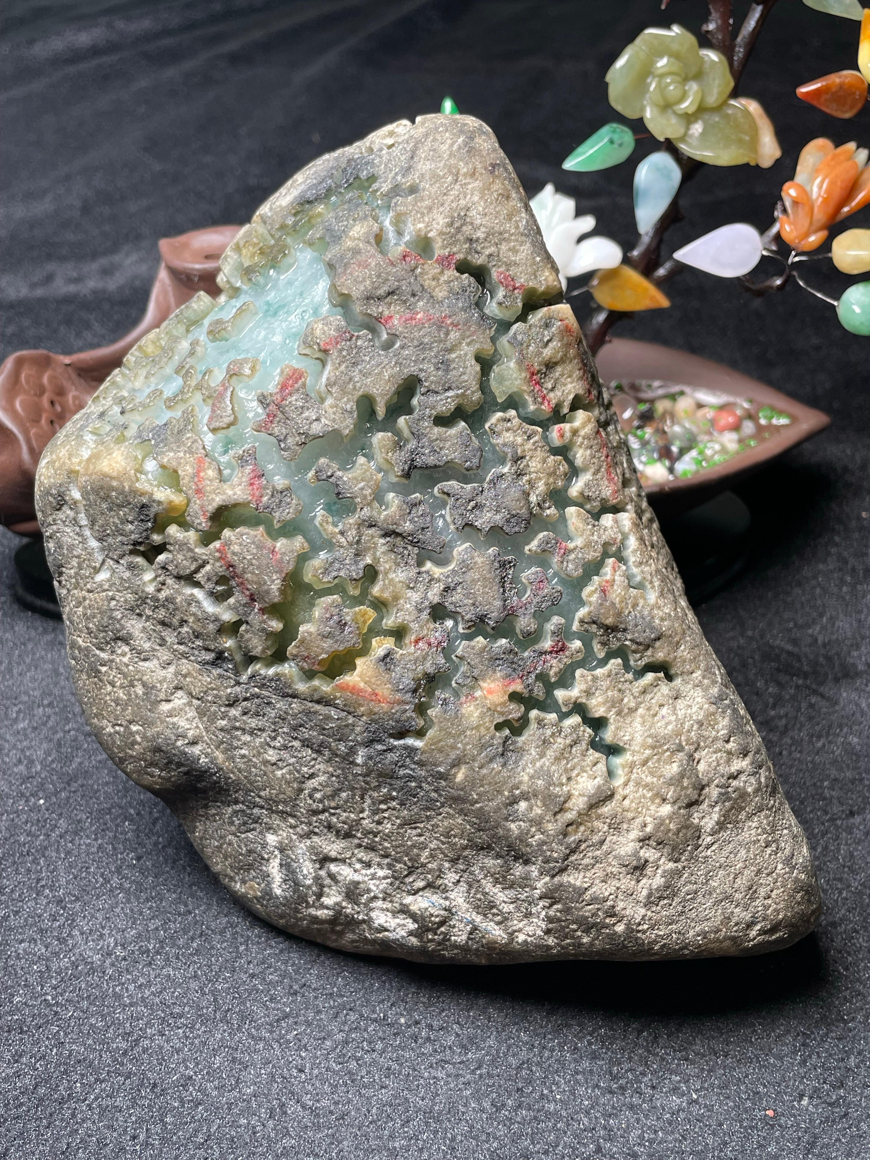 莫西沙开窗三彩飘花手镯料（yc502768）