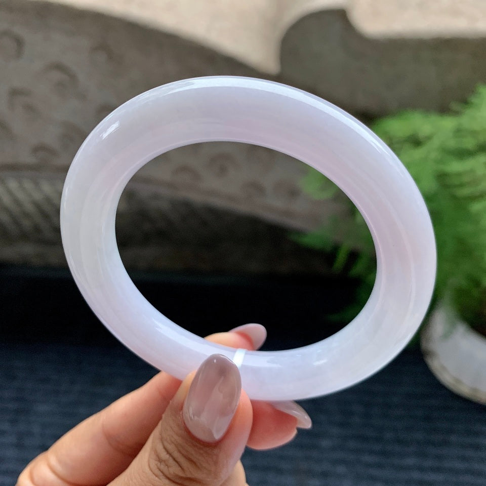 细糯种淡紫罗兰圆条手镯（55.4mm）（yc110777）