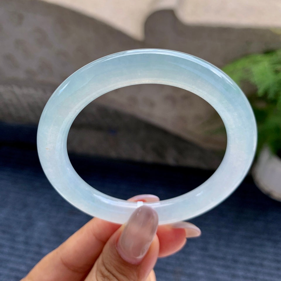 糯冰种带底色圆条手镯（54mm）（yc174850）