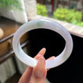 大圈口 糯种紫飘花正圈平安镯 58.4圈 天然缅甸A货翡翠（yc703262）