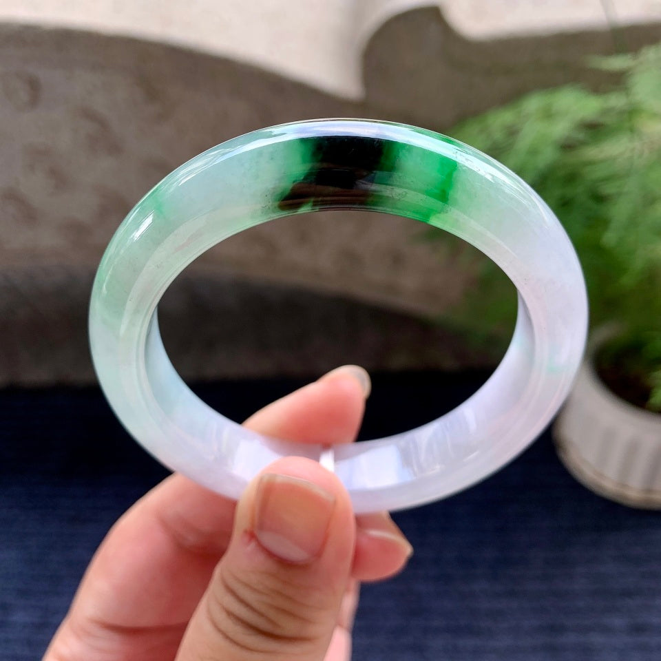 细糯种淡粉底飘花平安镯（54.6mm）（yc117993）