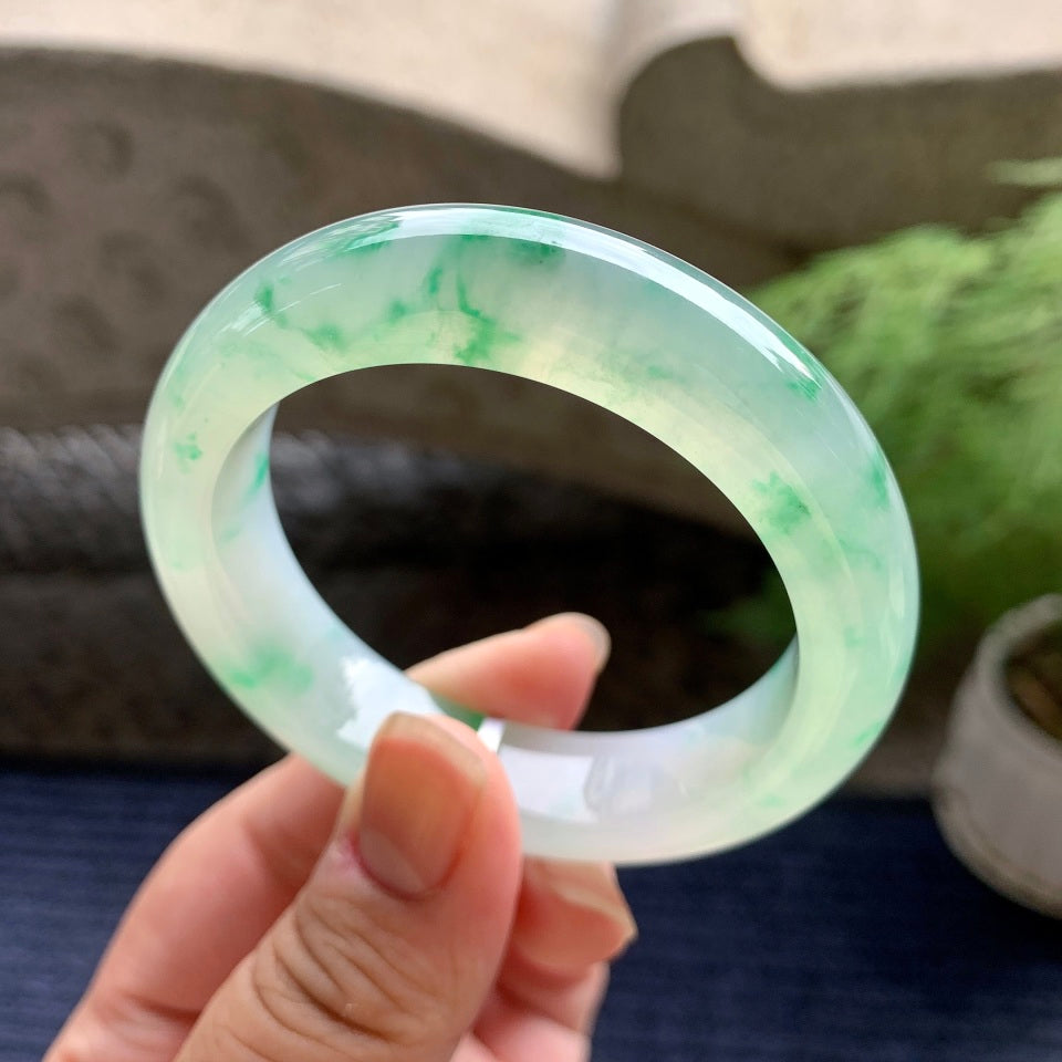 糯冰种飘花平安镯（51.2mm）（yc096244）