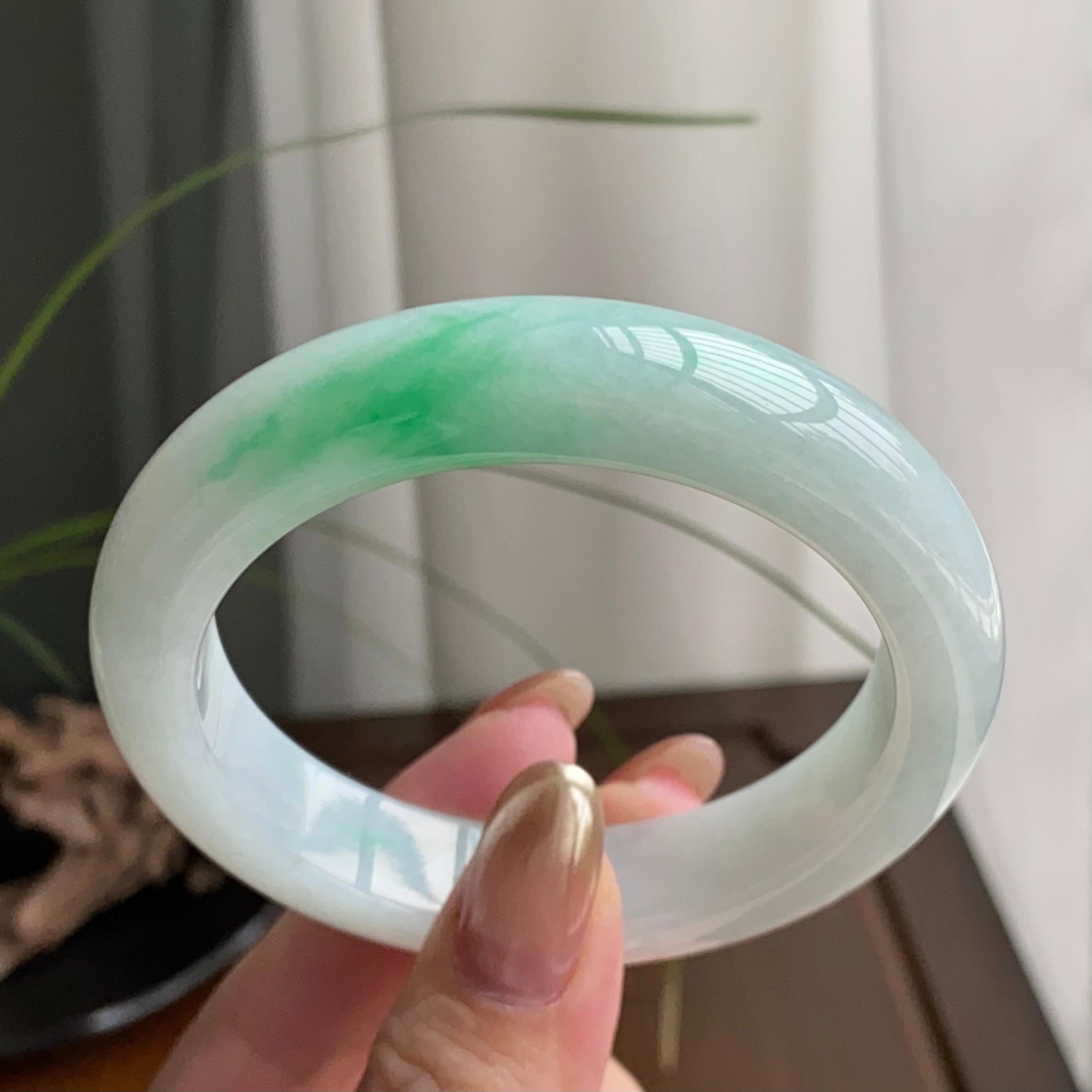 细糯种白底青平安镯（55圈）（yc259456）