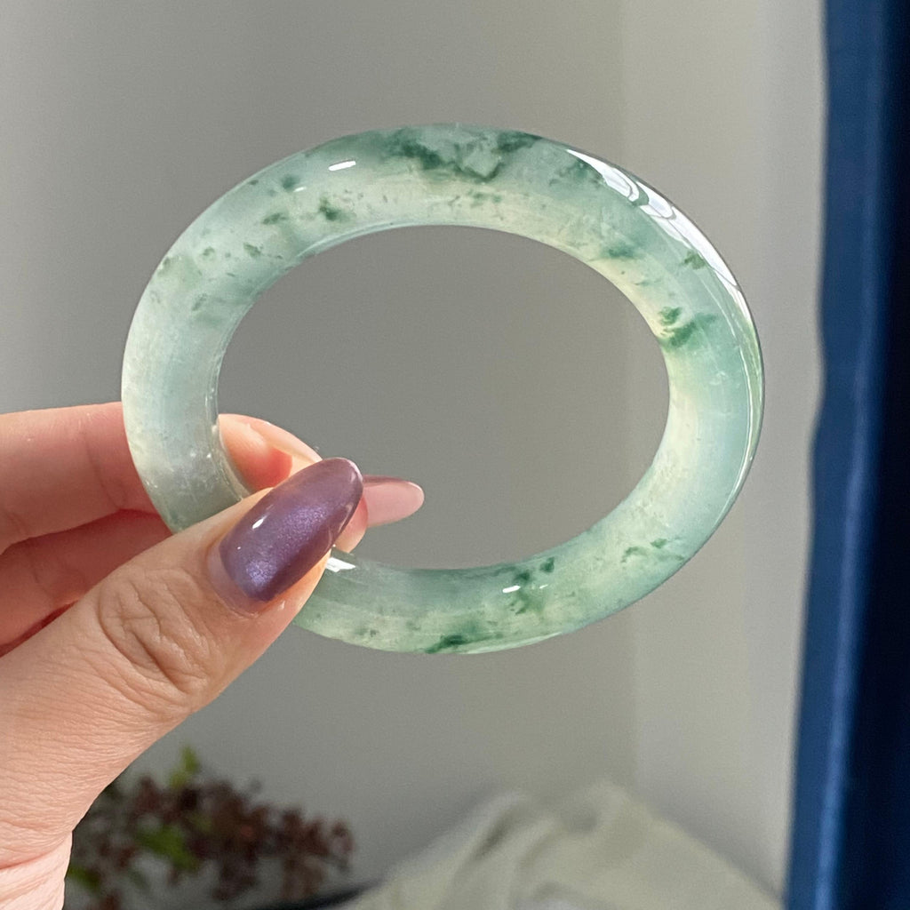 冰种飘花圆条手镯（55圈）（yc195804）