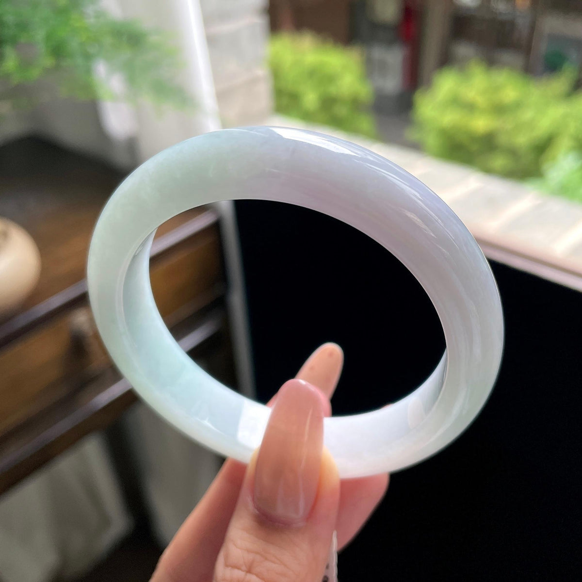 细糯种淡春彩正圈平安镯 57.7圈 天然缅甸A货翡翠（yc703278）