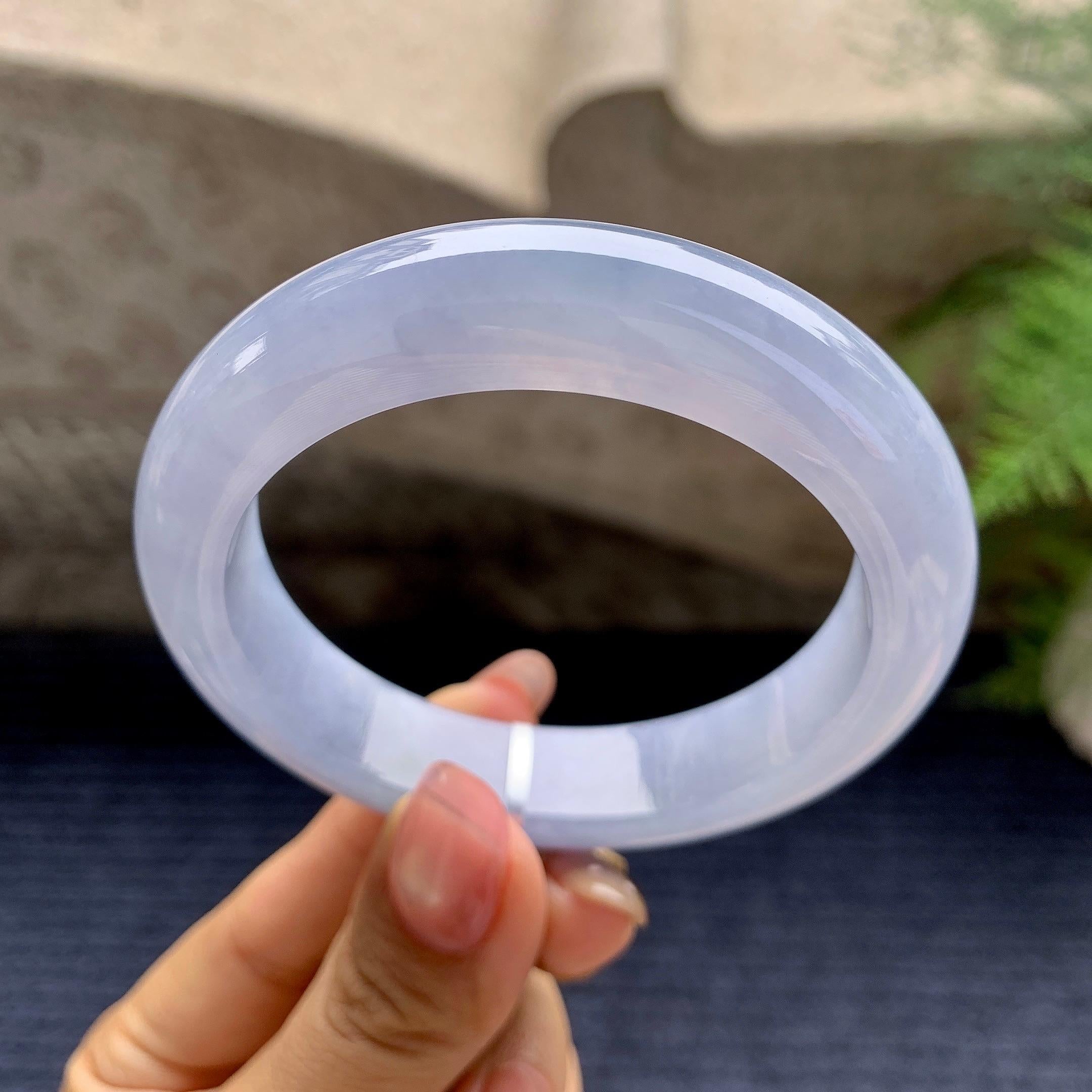 糯冰种紫罗兰平安镯（54.5mm）（yc280877）