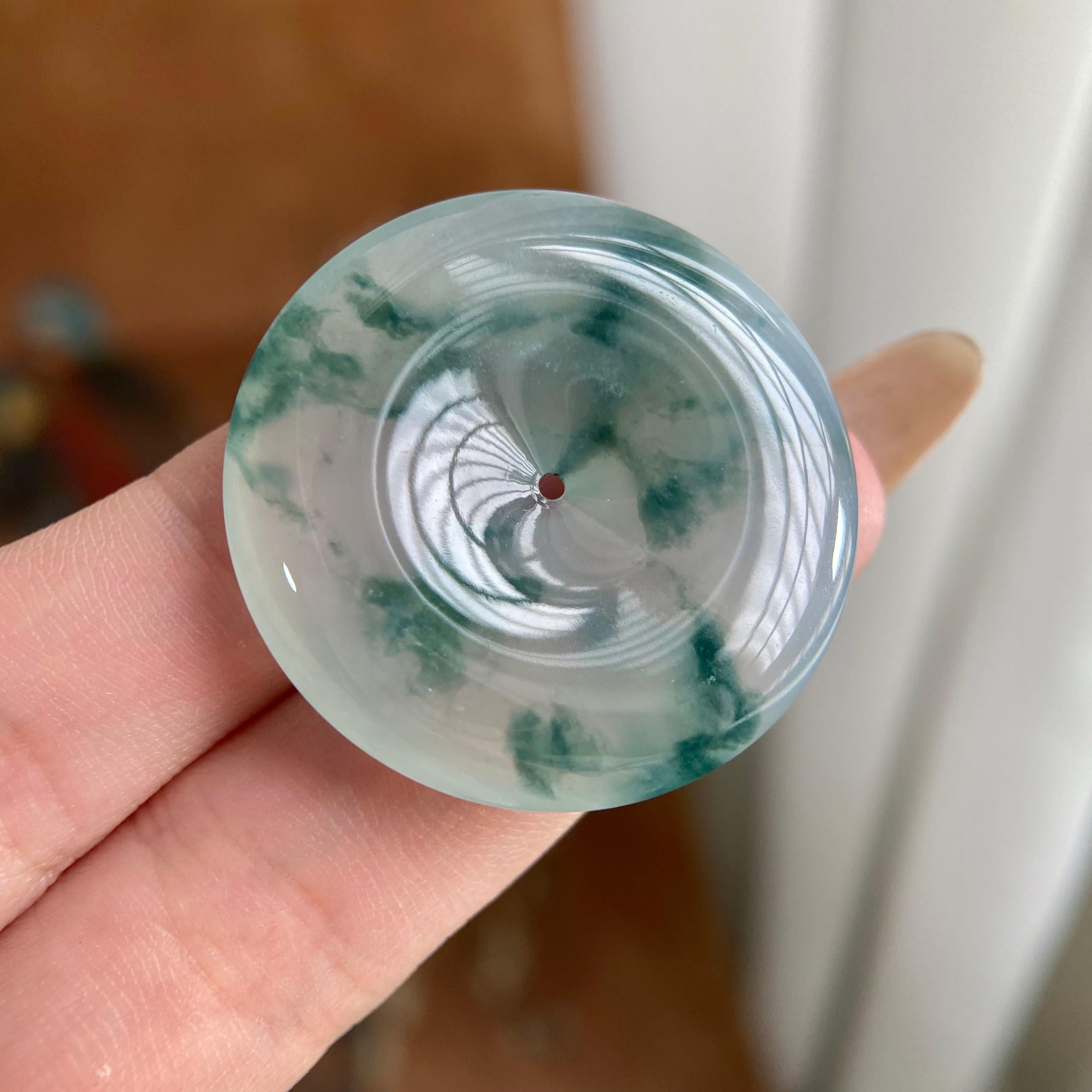 冰种飘花平安扣吊坠（yc223803）