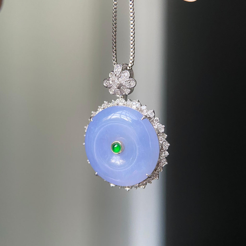 18k金钻镶冰种紫罗兰平安扣吊坠（yc219266）