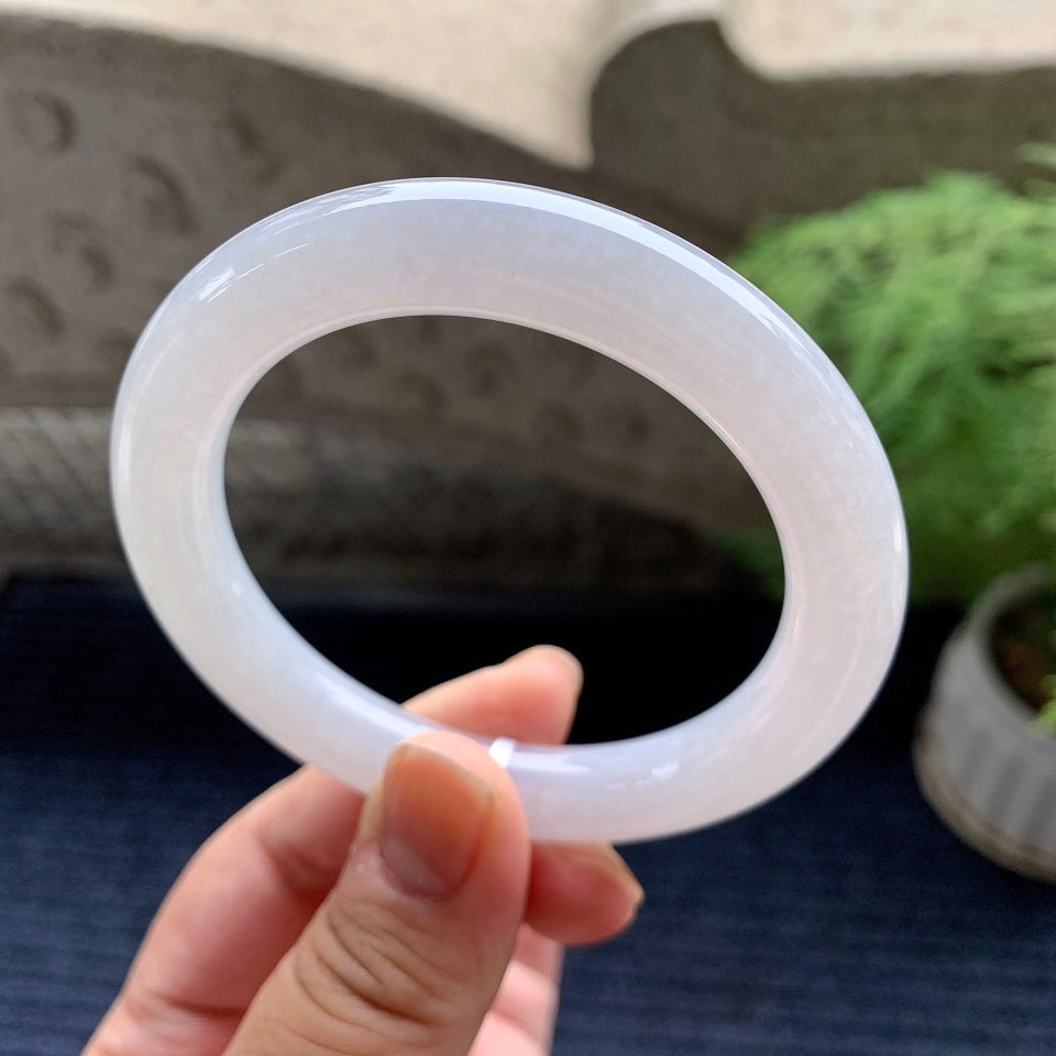细糯种无色圆条手镯（55.6mm）（yc093436）