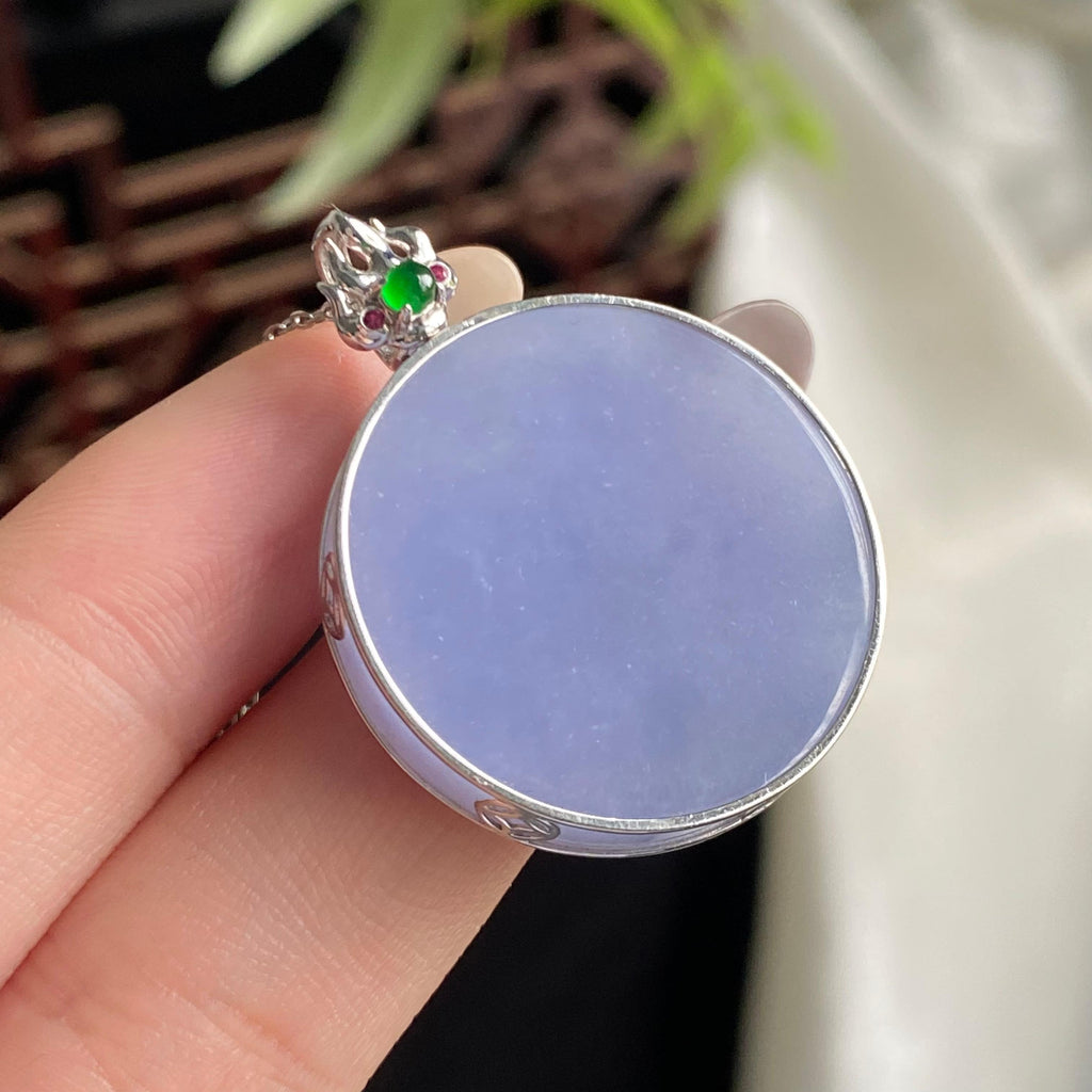 18k金钻镶细糯种紫罗兰圆牌吊坠（yc197331）