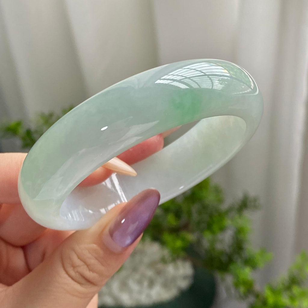 细糯种晴底飘花平安镯（57圈）（yc201910）