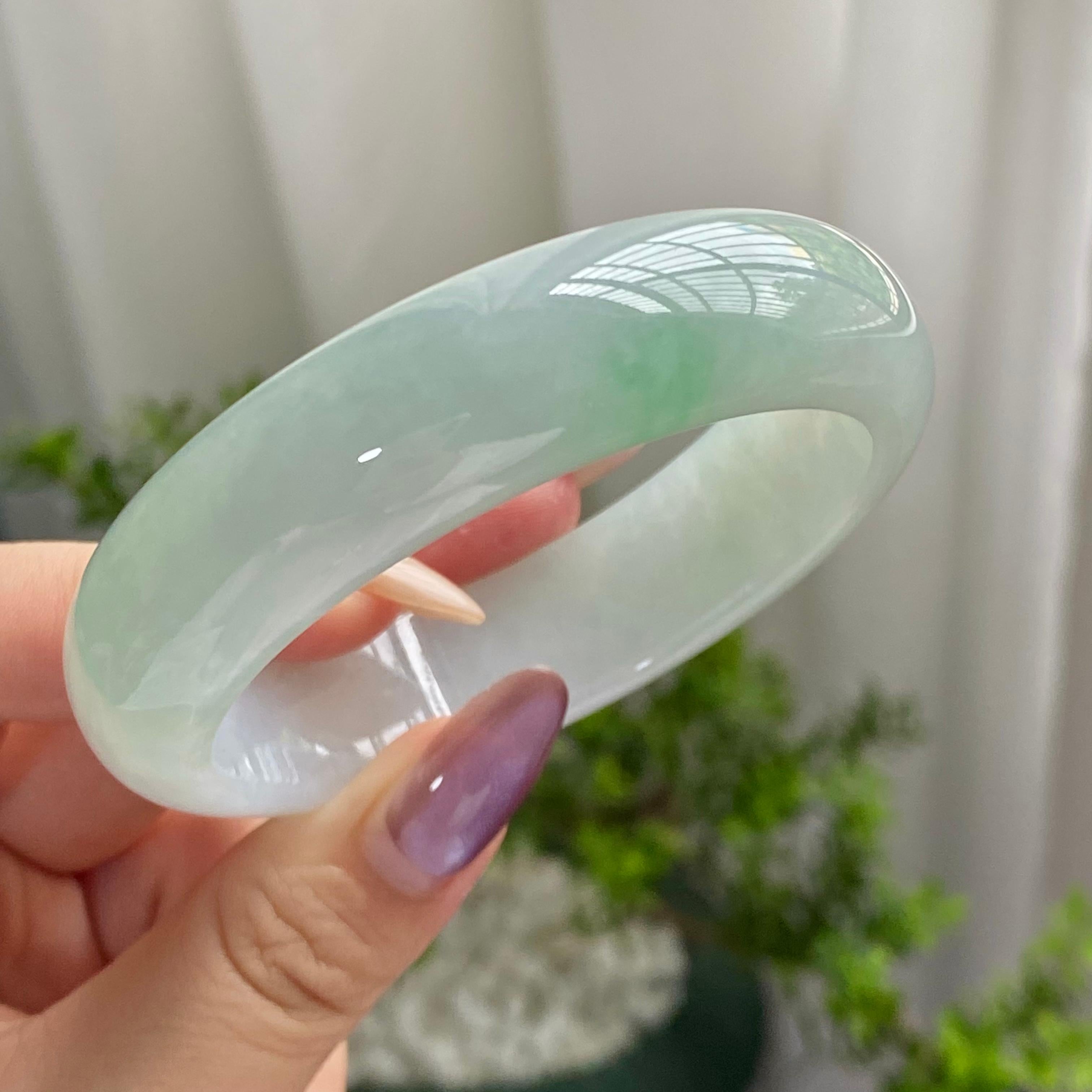 细糯种晴底飘花平安镯（57圈）（yc201910）