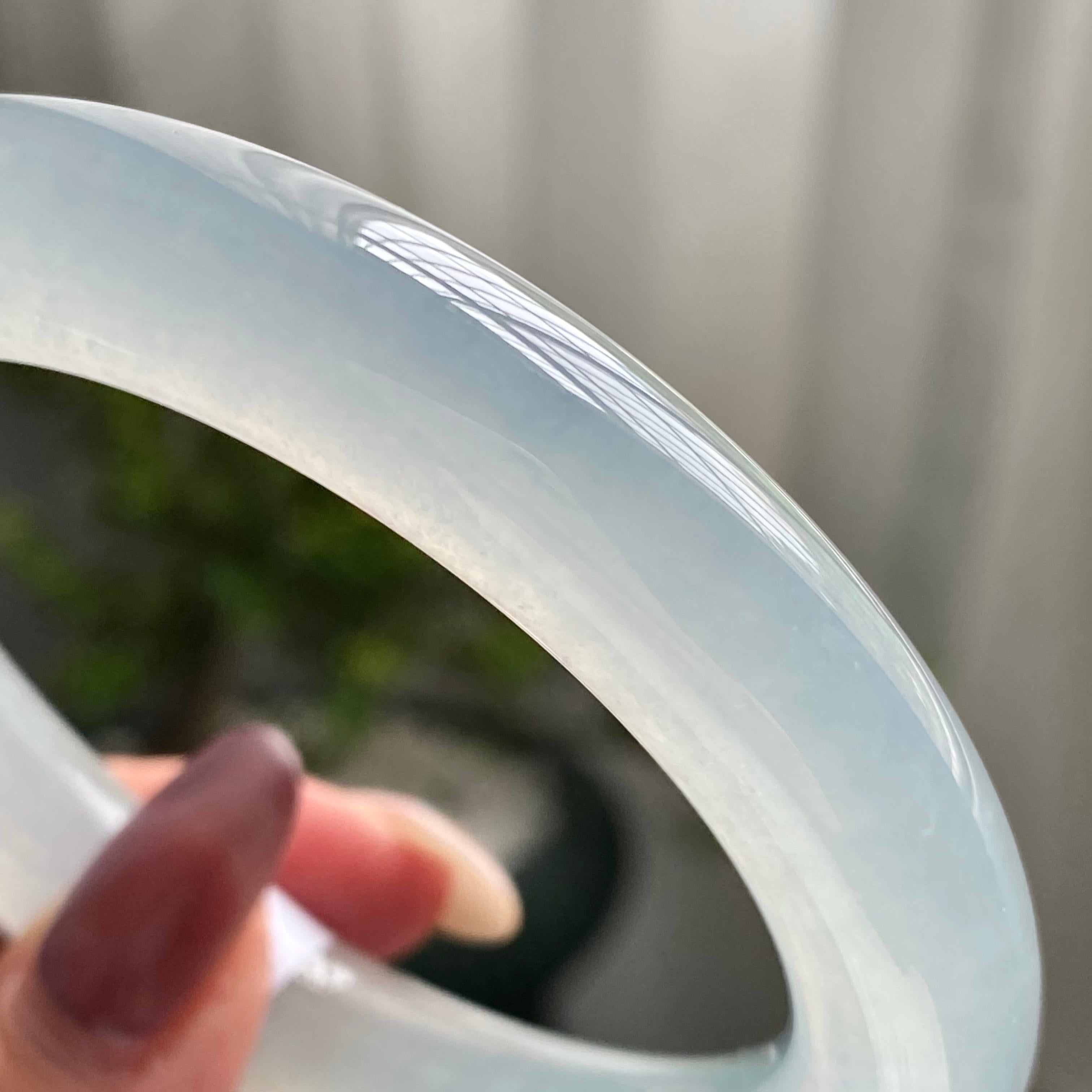 冰种白月光圆条手镯（58）（yc199716）