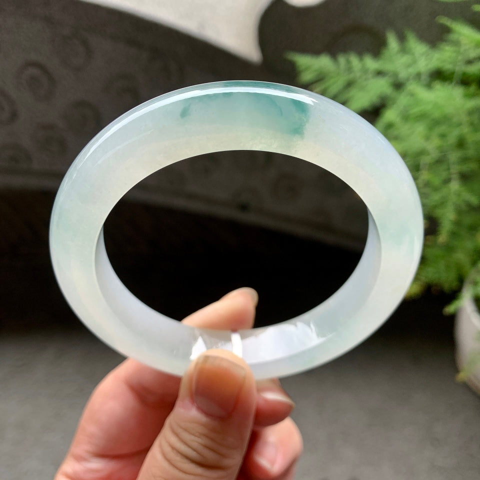 糯冰种飘花平安镯（61.7mm）（yc097043）