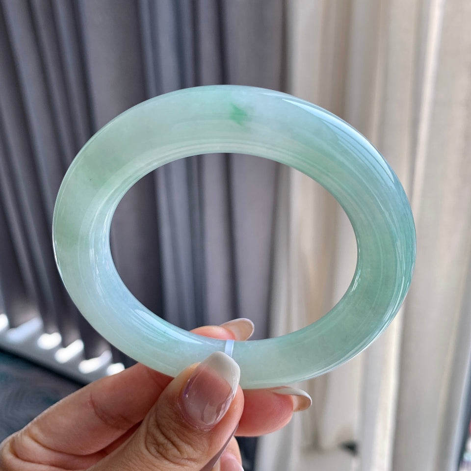 细糯种带底色飘花圆条手镯（56.8mm）（yc079224）