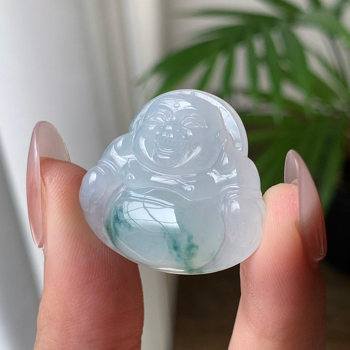 糯冰种飘花佛公吊坠 天然A货缅甸翡翠（yc693108）