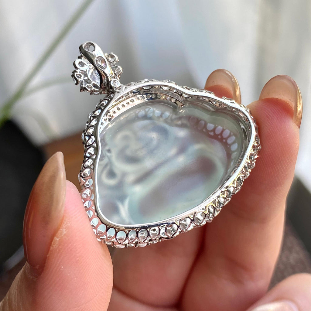 18k金钻镶冰种晴底佛公吊坠（yc266152）