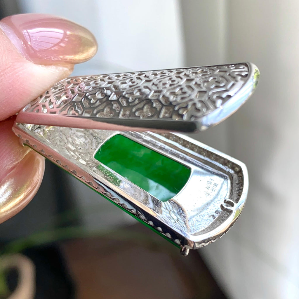 18k金钻镶冰种阳绿无事牌吊坠（yc263889）