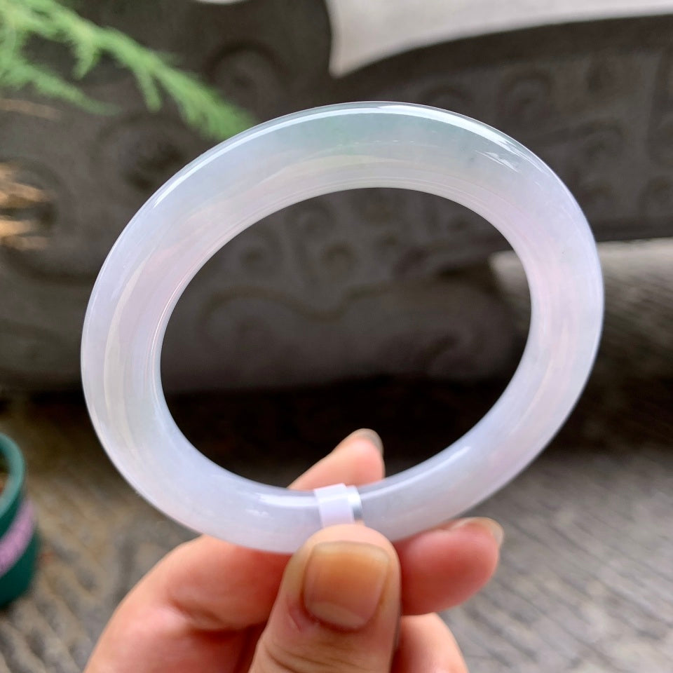 糯化淡粉底晴水圆条手镯（53.5mm）（yc016973）