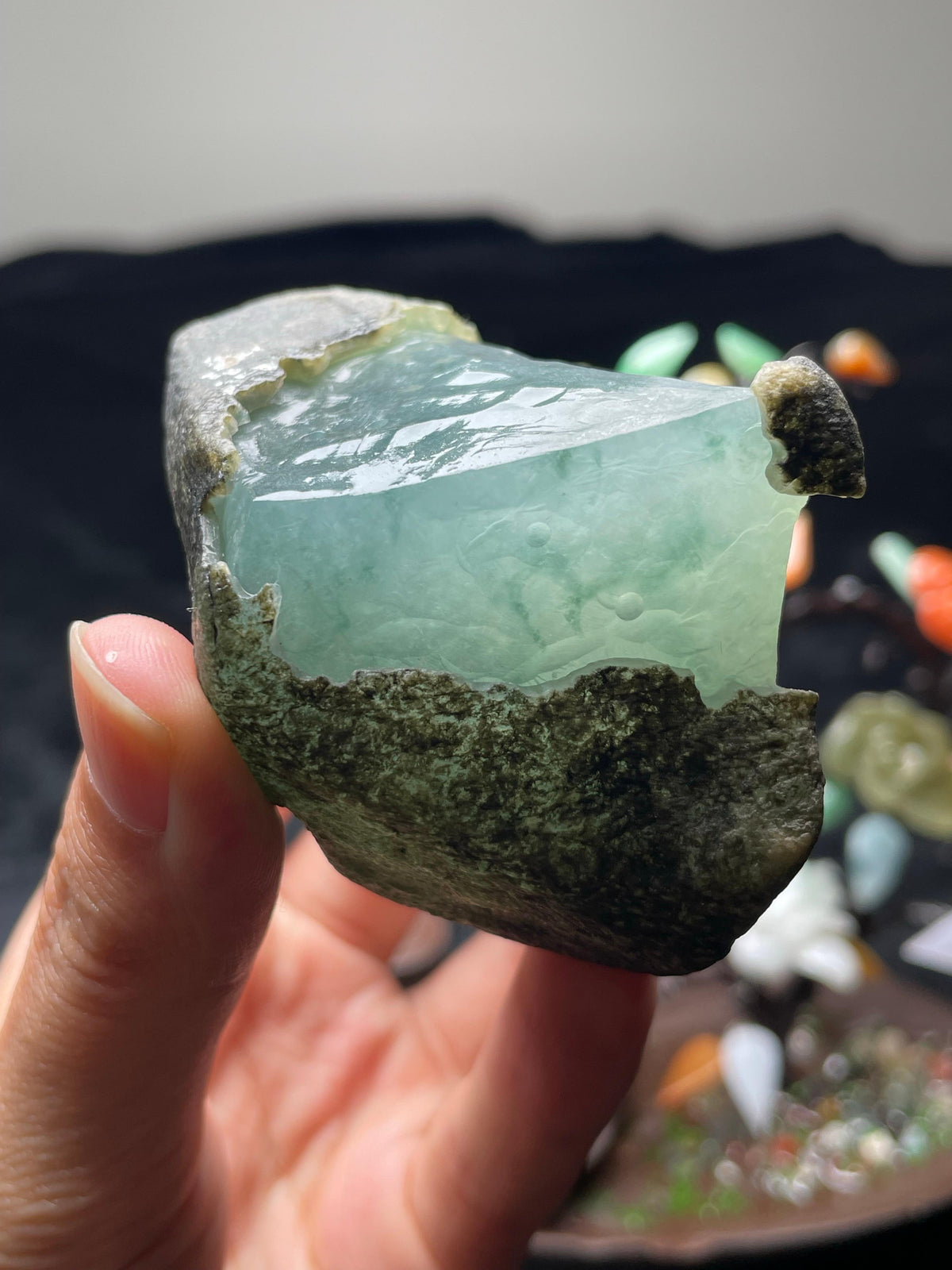 莫西沙开窗冰底飘花牌子料（yc537432）