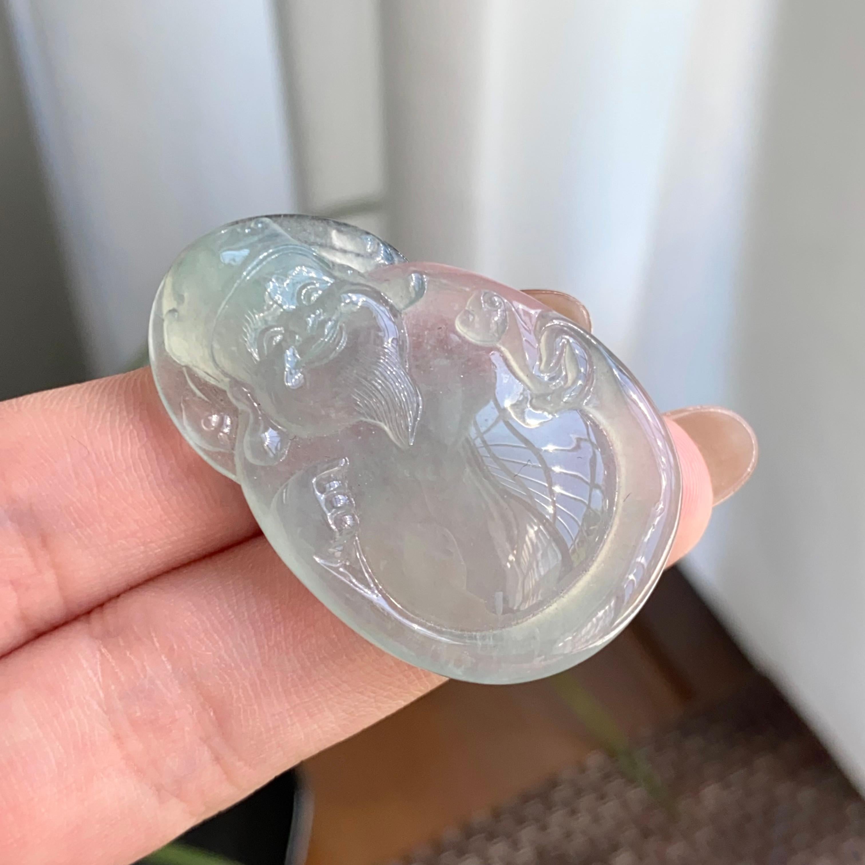 冰种带底色财神吊坠（yc264974）