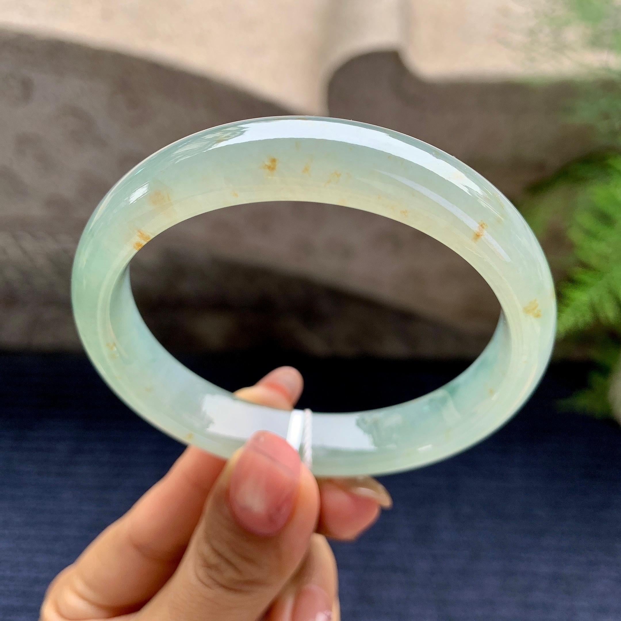 糯冰种晴水飘黄翡平安镯（58.3mm）（yc280874）