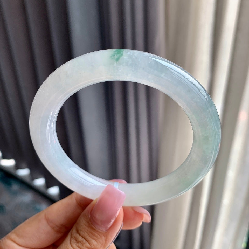 糯冰种飘花圆条手镯（60.7mm）（yc097025）