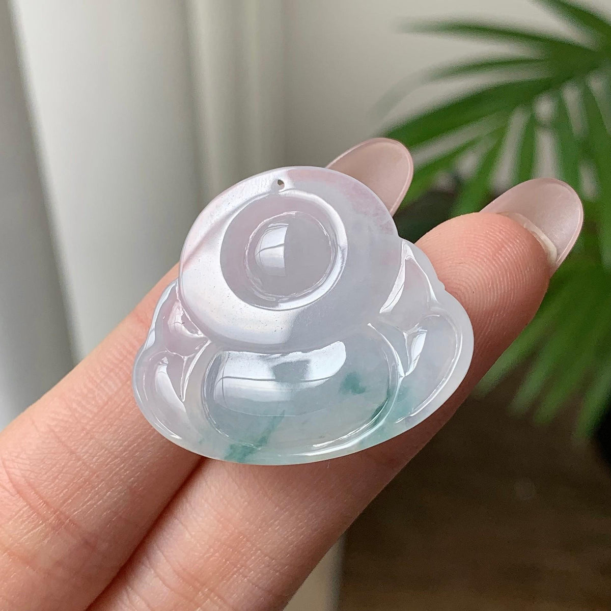糯冰种飘花佛公吊坠 天然A货缅甸翡翠（yc693108）