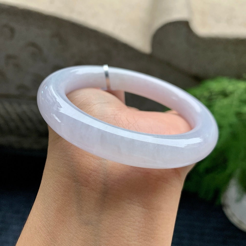 细糯种淡紫罗兰圆条手镯（55.4mm）（yc110777）