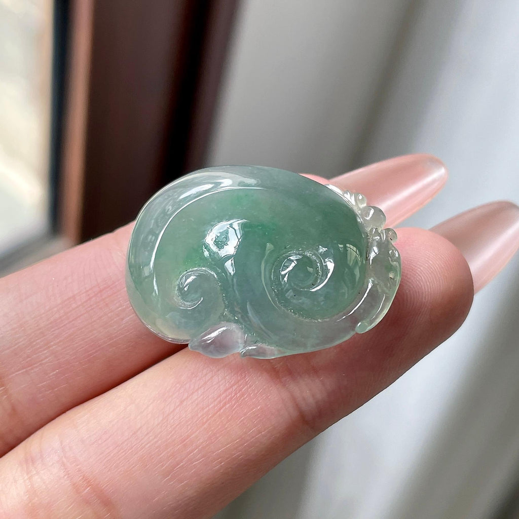 糯冰种油青色湖水绿如意吊坠 天然缅甸A货翡翠（yc525992）