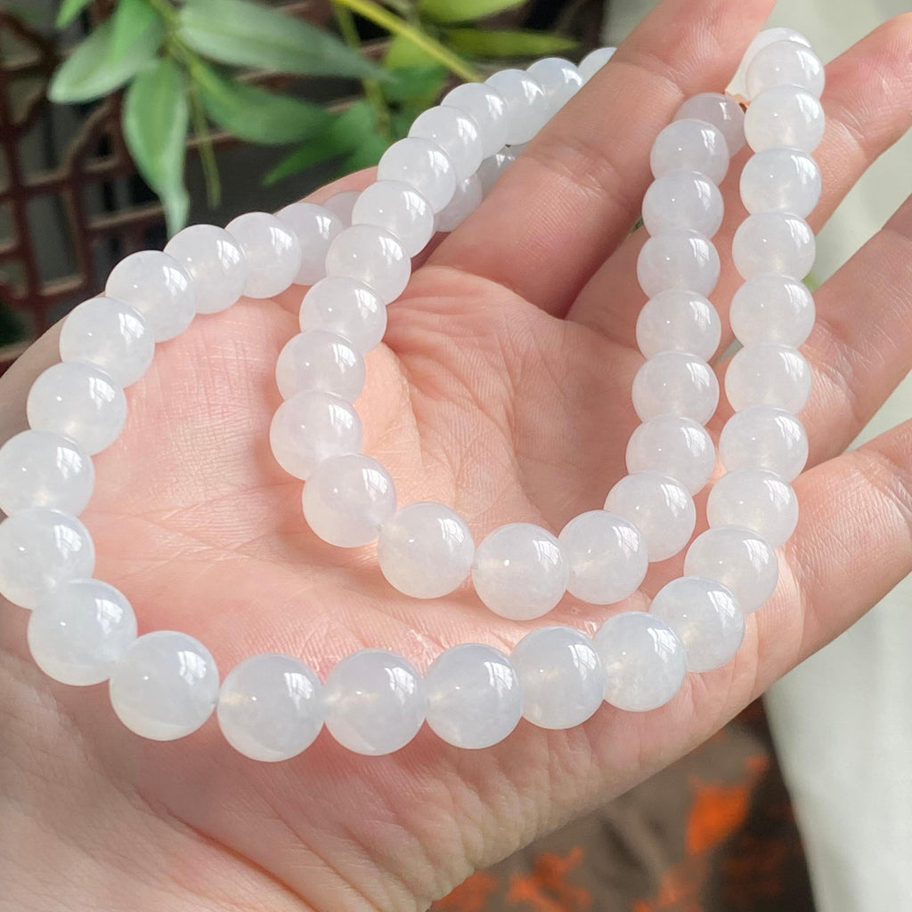 糯冰种白月光珠链（57颗）（yc194883）