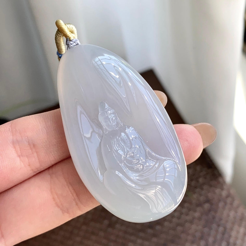 糯冰种白月光观音牌吊坠（yc265661）