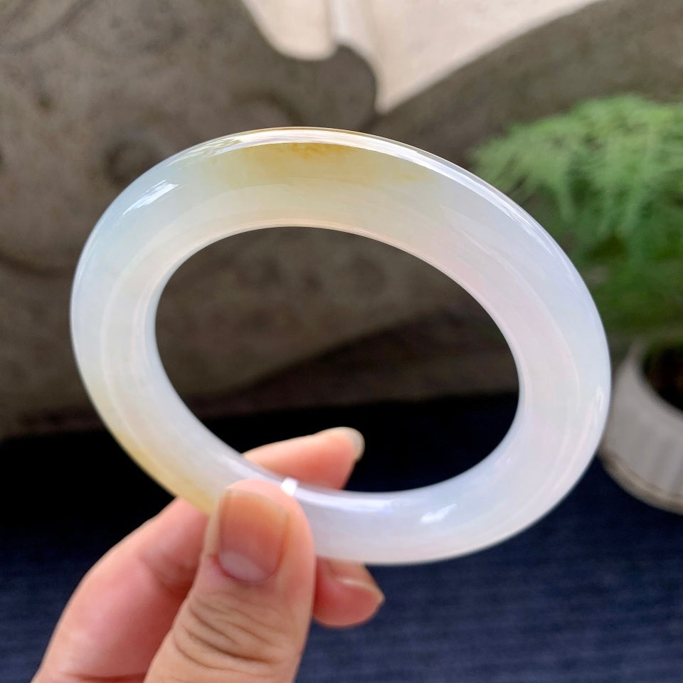 糯冰种黄翡圆条手镯（56.2mm）（yc118369）