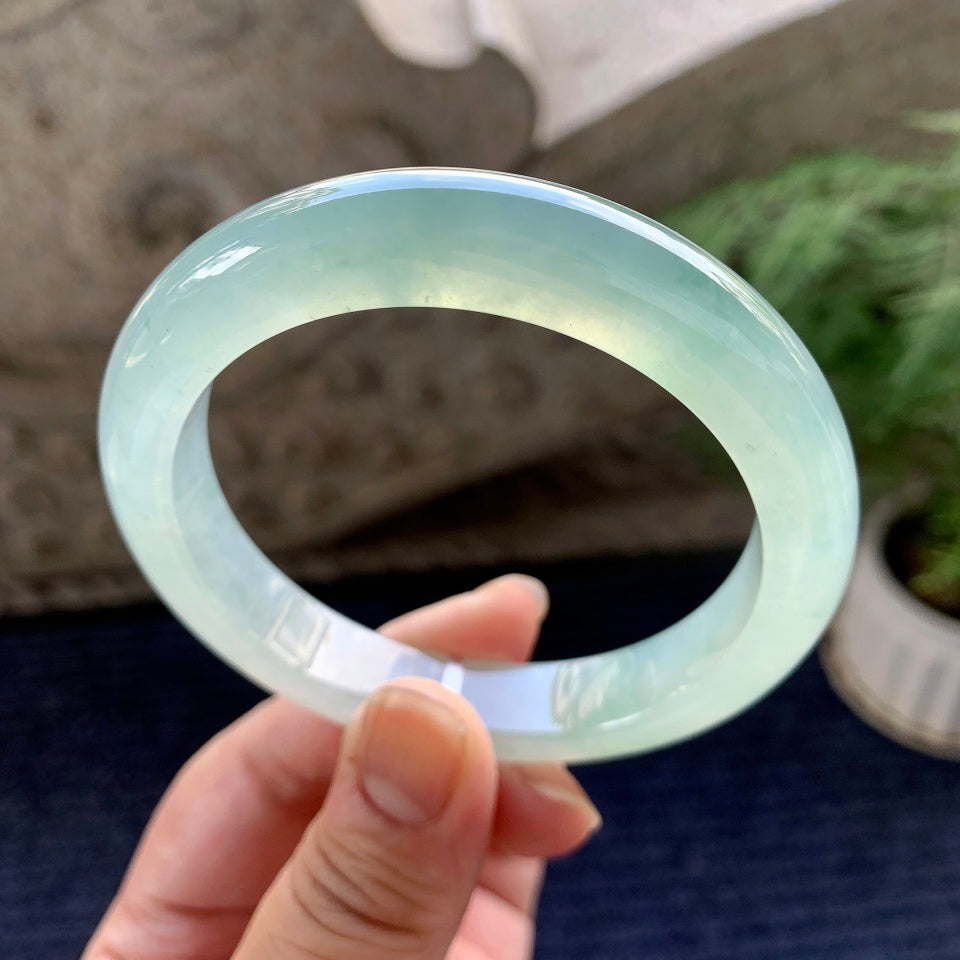 糯冰种晴水飘花平安镯（59.3mm）（yc090505）