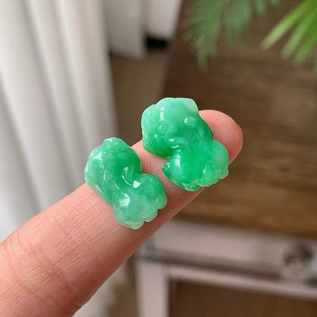 细糯种 满绿貔貅吊坠耳饰手饰 天然缅甸A货翡翠（yc703368）