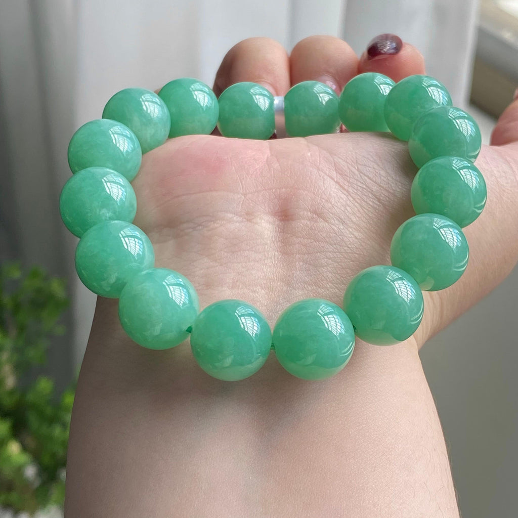 细糯种满绿单圈手串（16颗）（yc213509）