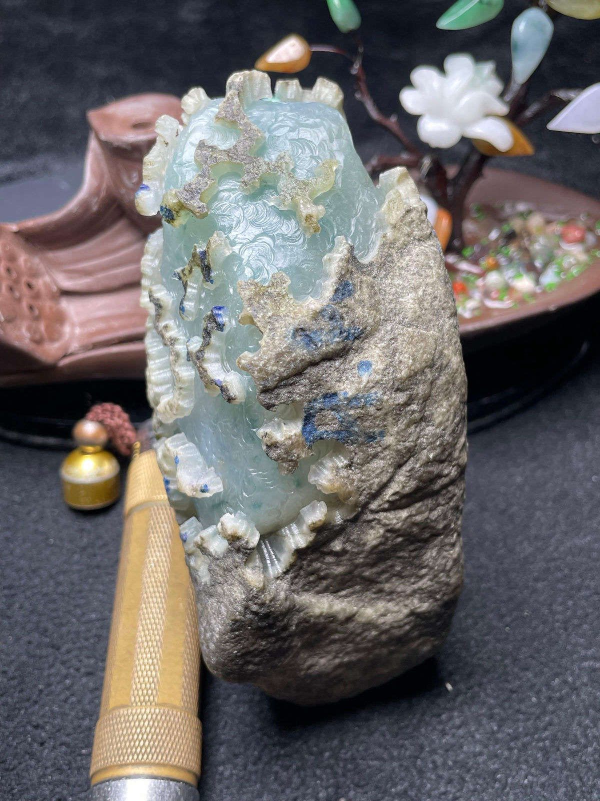莫西沙开窗冰飘花手镯料（yc698619）