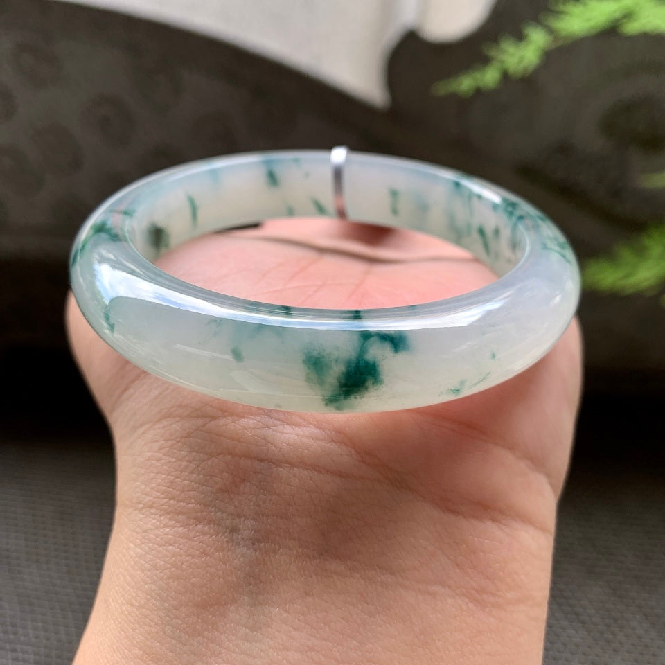 糯冰飘花平安镯（56.6mm）（yc029707）